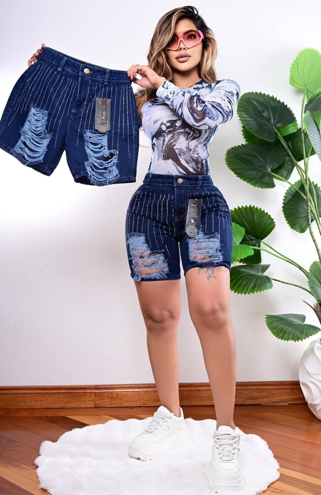 Shorts cargo con brillos