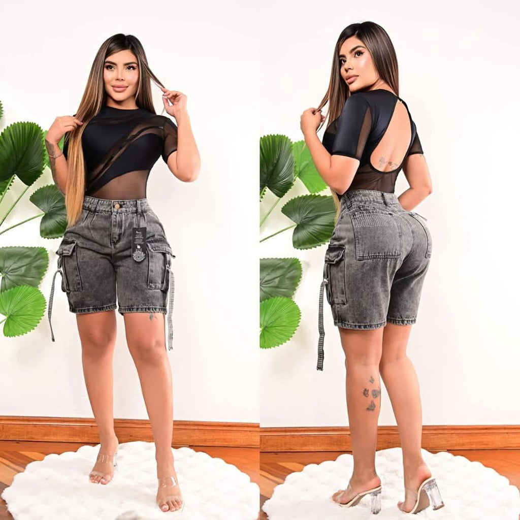 Shorts cargo con brillos