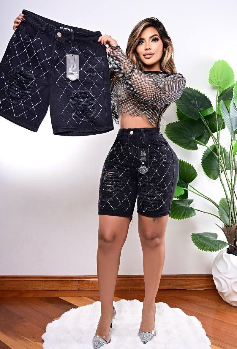 Shorts cargo con brillos
