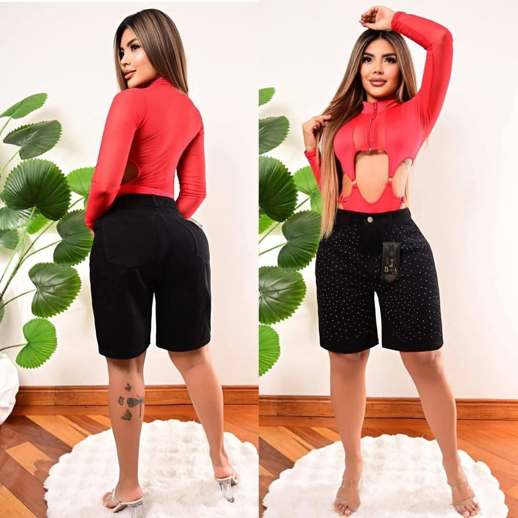 Shorts cargo con brillos