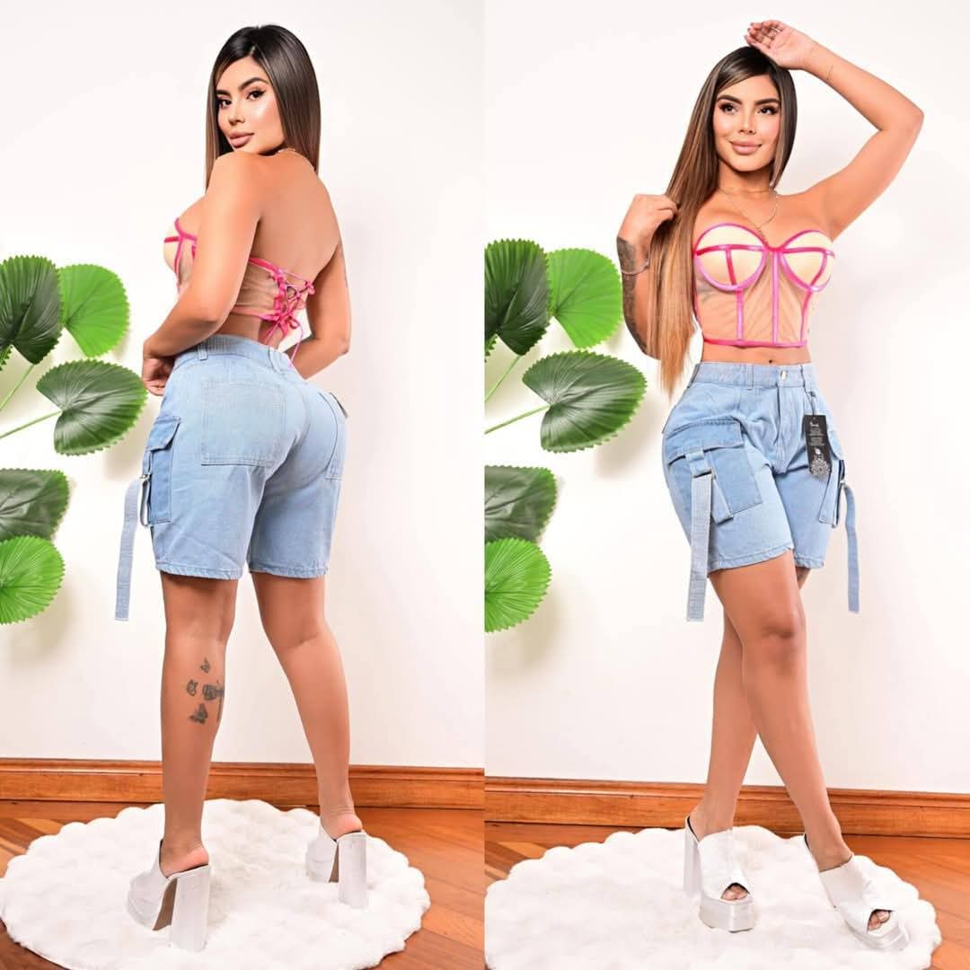 Shorts cargo con brillos