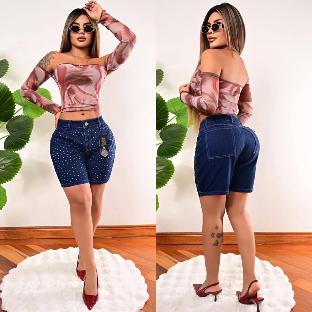 Shorts cargo con brillos